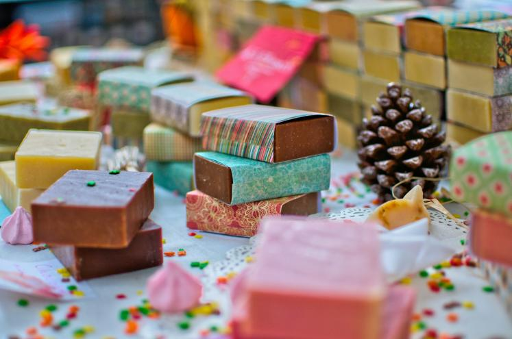 Colellerful handmade soap bars stacked