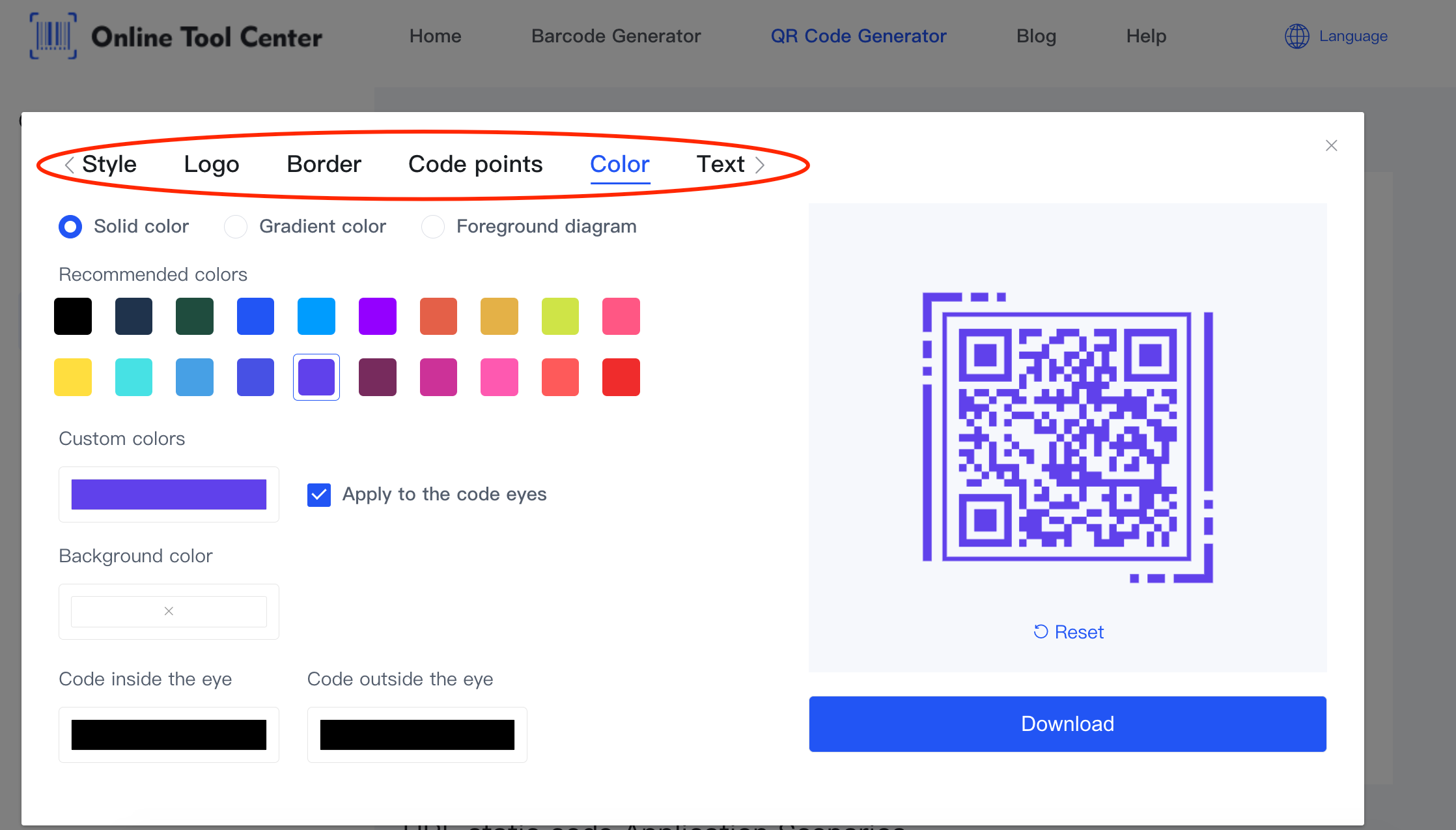 Customiseringsalternativer i qr-kode generator.png