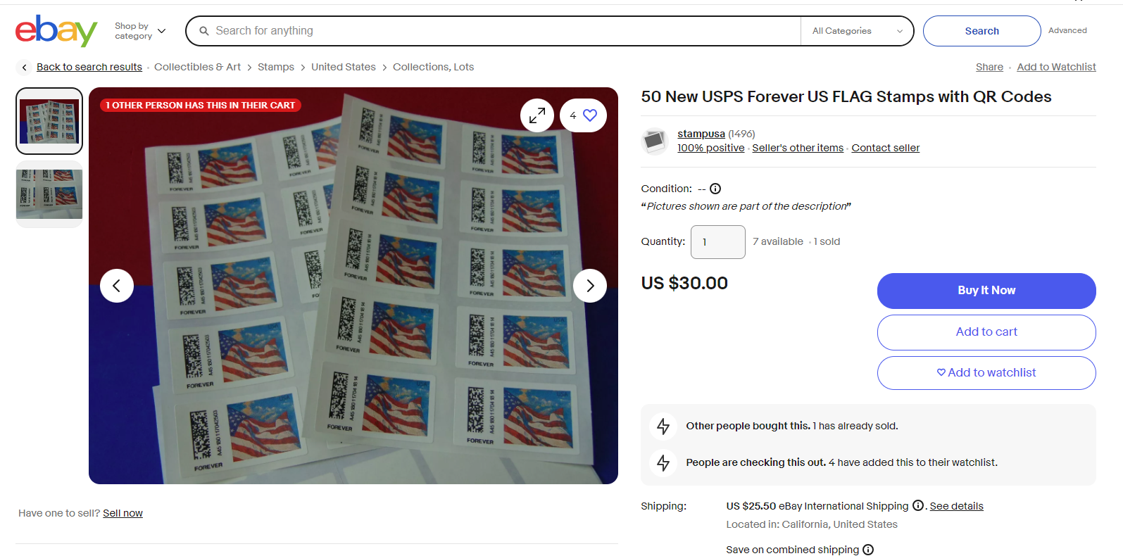 USAs Forever Stamp eksempel fra eBay.png