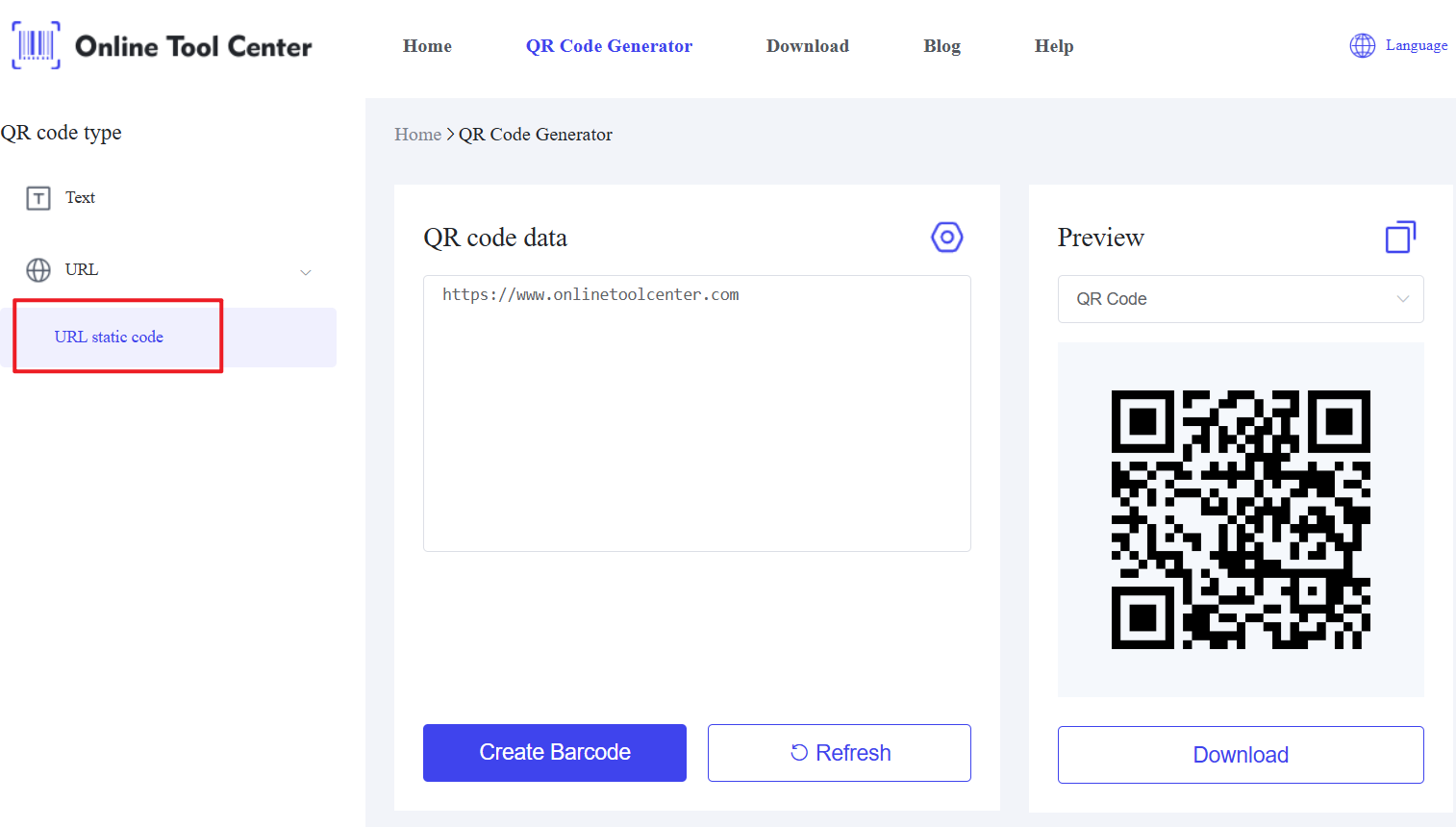 URL QR kode generator