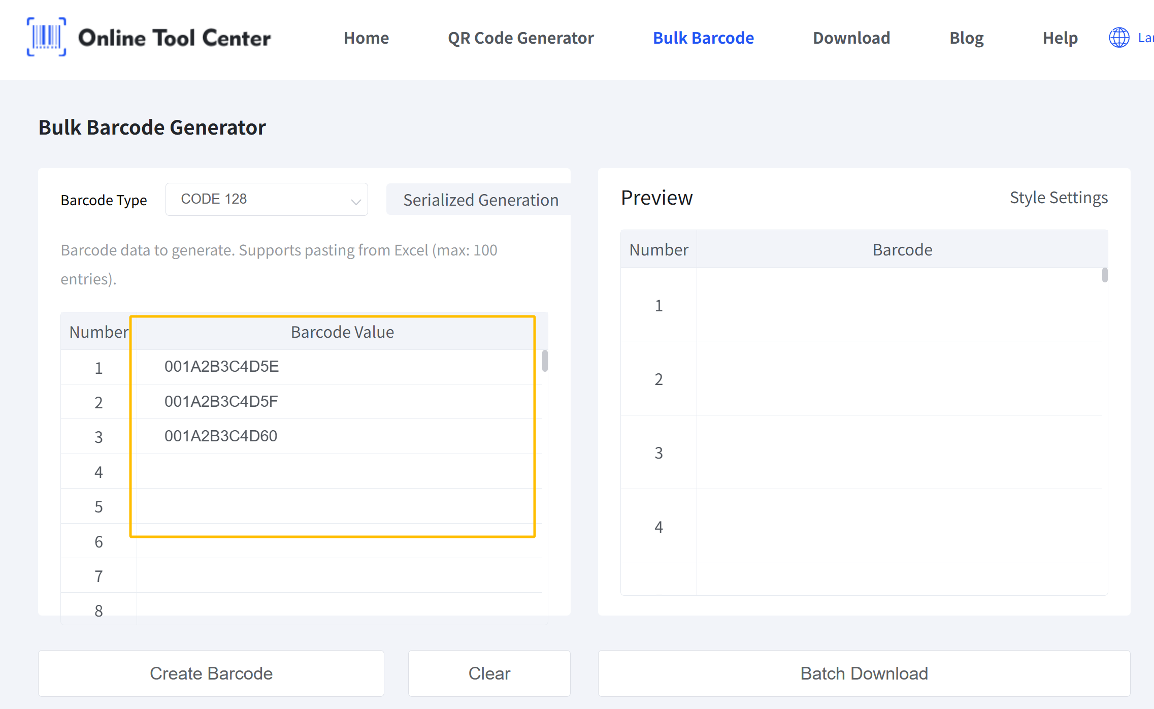 bulk barkode generator