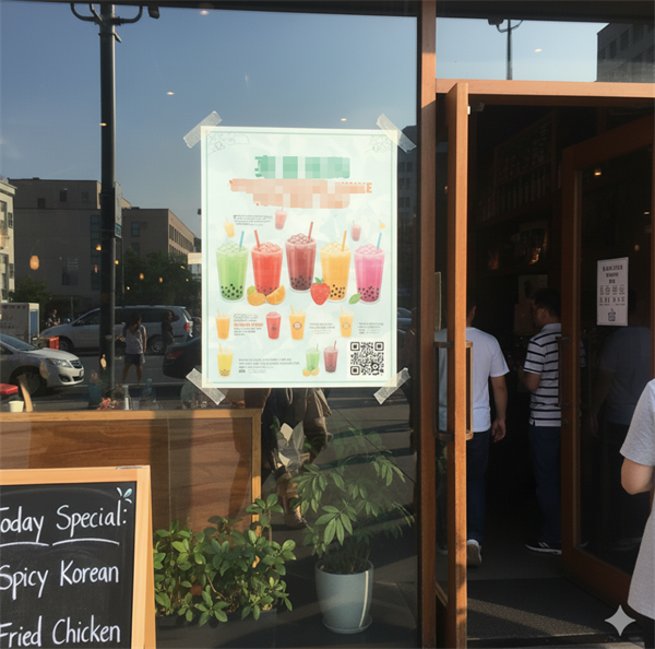 qr code on a promotional poster at the store entrance qr-kode på en forfremmelse plakat ved butikkinngangen