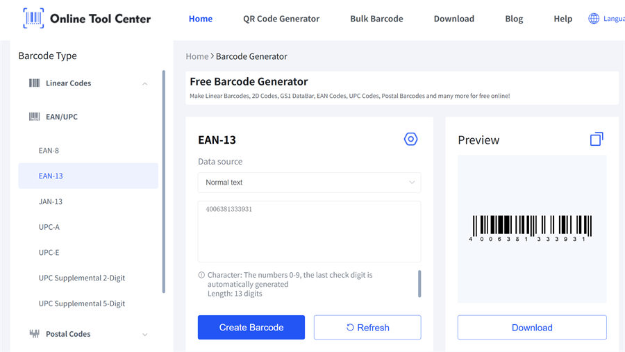 GTIN 13 barcode generatio GTIN 13 barkode generasjon