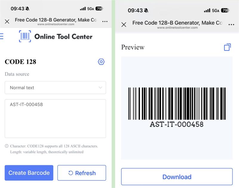 eratekode 128 barkode