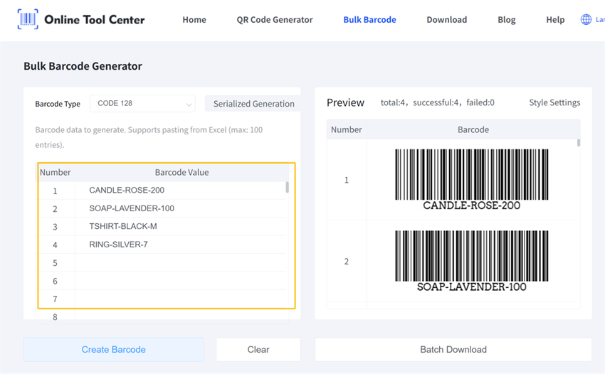 erate multiple barcodes erate flere barkoder
