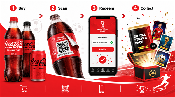 Skanner og l&oslash;ser Coca Cola FIFA 2026-kode
