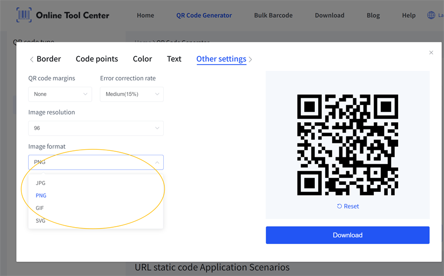 qr kode image format