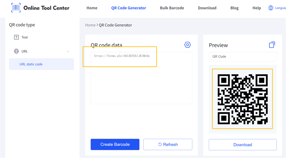 gj&oslash;r qr-kode til registreringsform