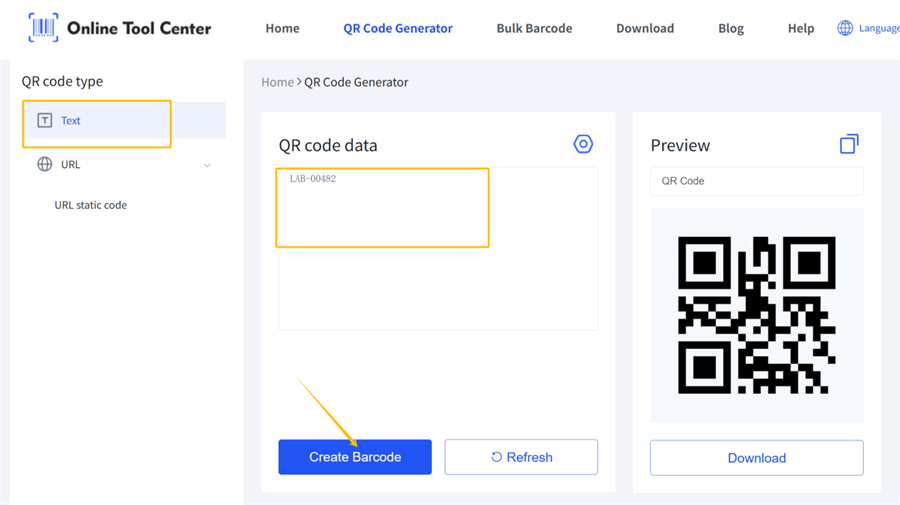 Overf&oslash;r tekst til en QR-kode